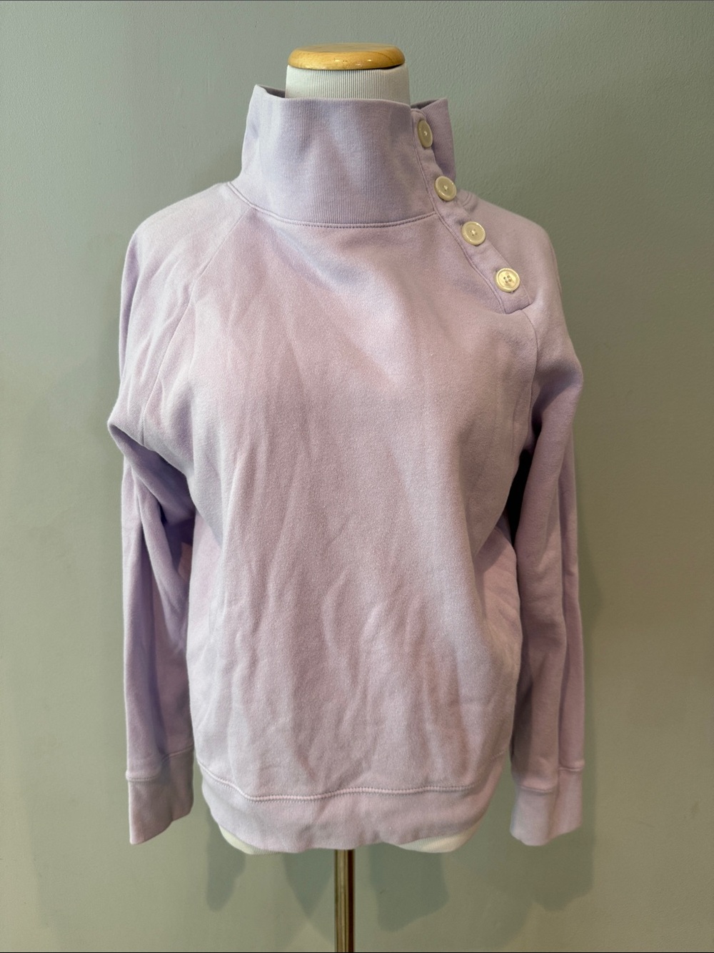 Jcrew Lavender Button-Shoulder Funnel Neck Sweater- Medium